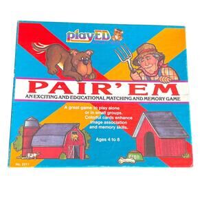 Pair Em Matching Memory Game 1995 playED Vintage Complete Clean Educational Kids